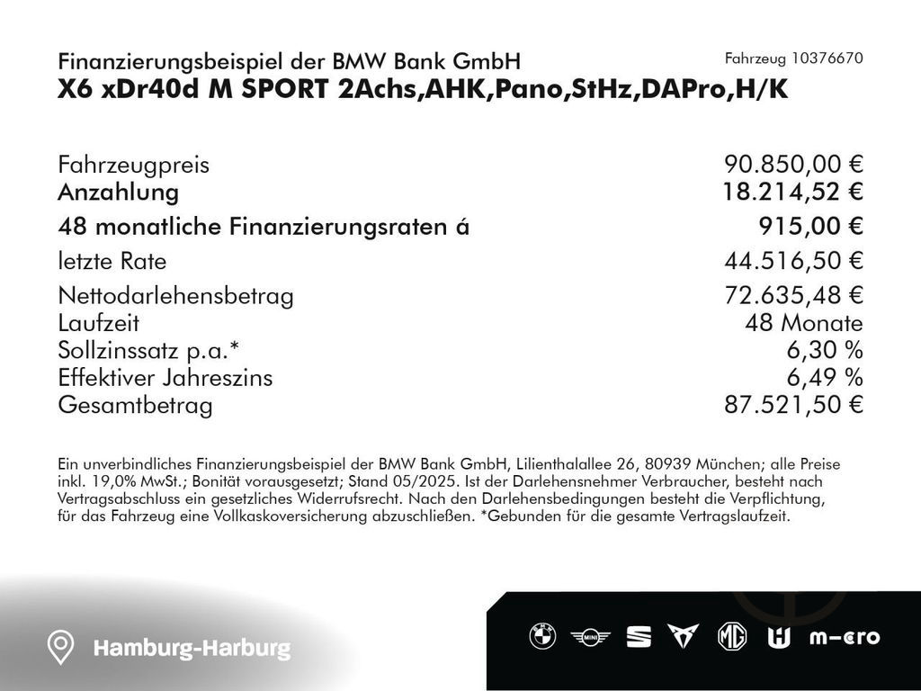 BMW X6 xDr40d M SPORT 2Achs,AHK,Pano,StHz,DAPro,H/K