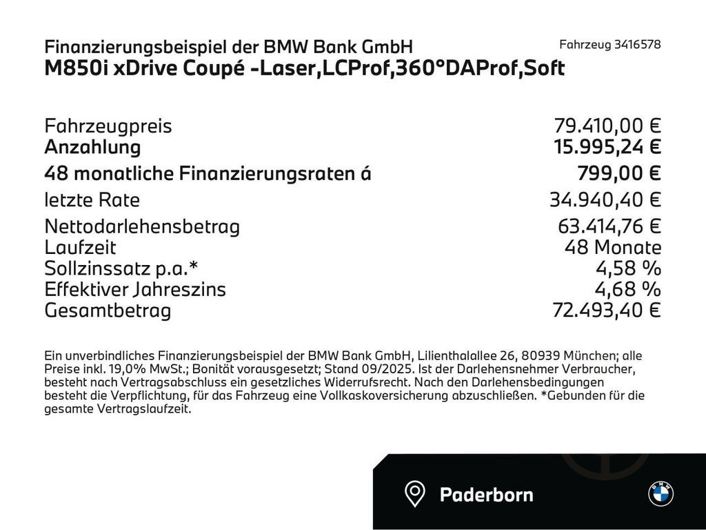 BMW M850i xDrive Coupé -Laser,LCProf,360°DAProf