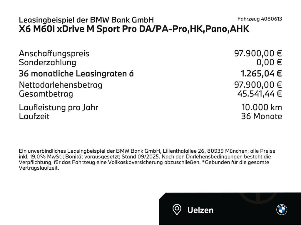BMW X6 M60i xDrive M Sport Pro DA/PA-Pro,HK,Pano,AHK