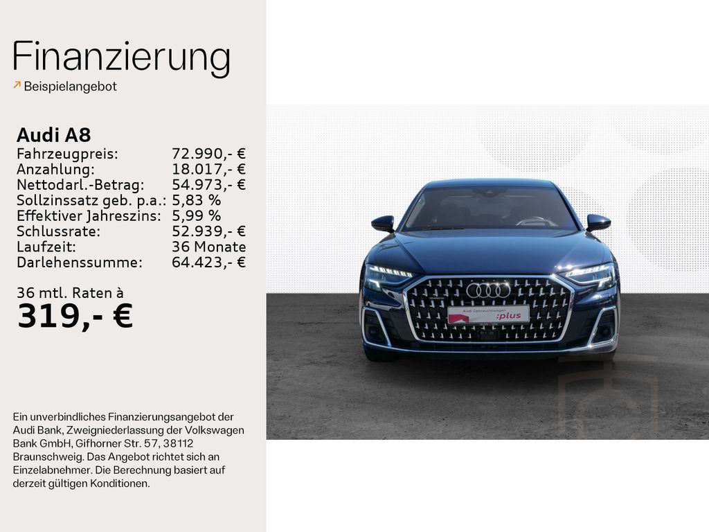 Audi A8 Lang 55 TFSI qu. Pano*HuD*Air*Massage*Stand