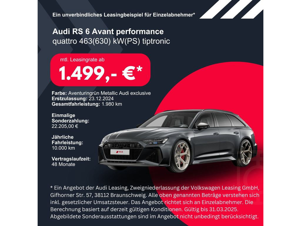 Audi RS6 performance KAM360° B&O SPORTABGAS STANDHZ