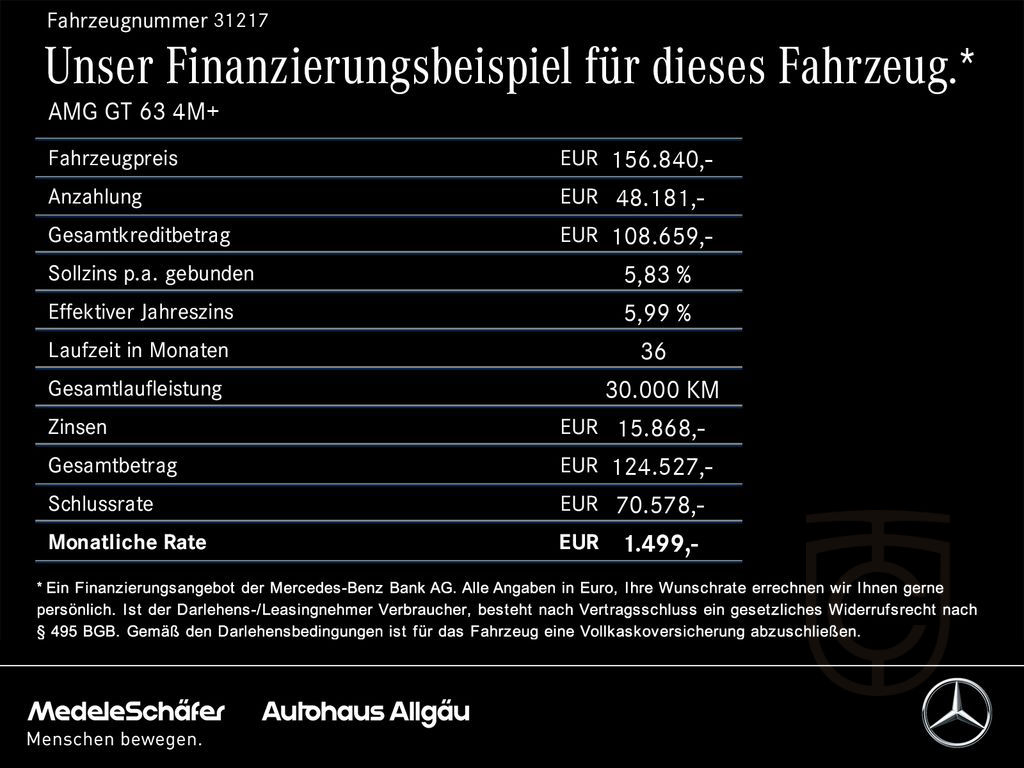 Mercedes-Benz AMG GT 63 4M+ 21" Premium+ Perf-Sitze 3D VA-Lift