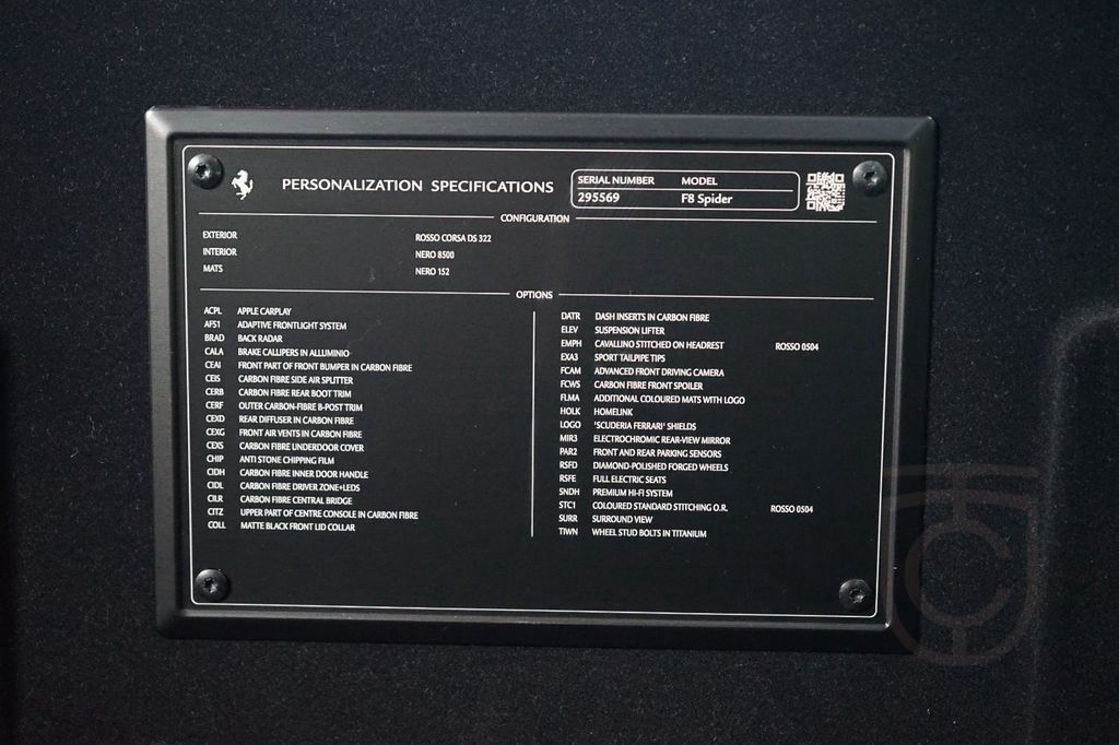 Ferrari F8*SPIDER*LIFT*CARBON*WARRANTY*295.372€ NETTO