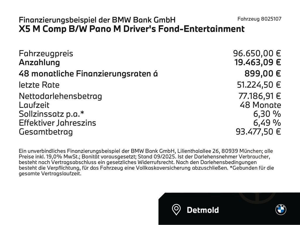 BMW X5 M Comp B/W Pano M Driver's Fond-Entertainment