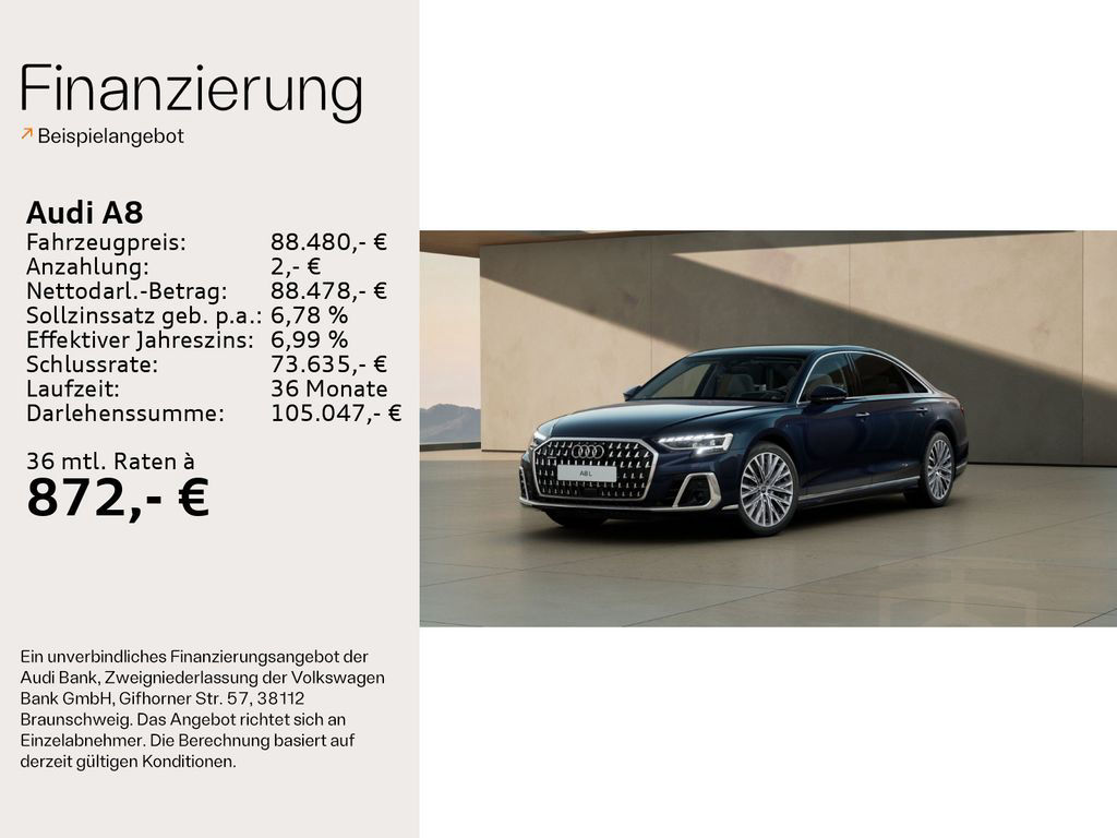 Audi A8 Lang 60 V8 TFSI S line 3D*3TV*Massage*HuD