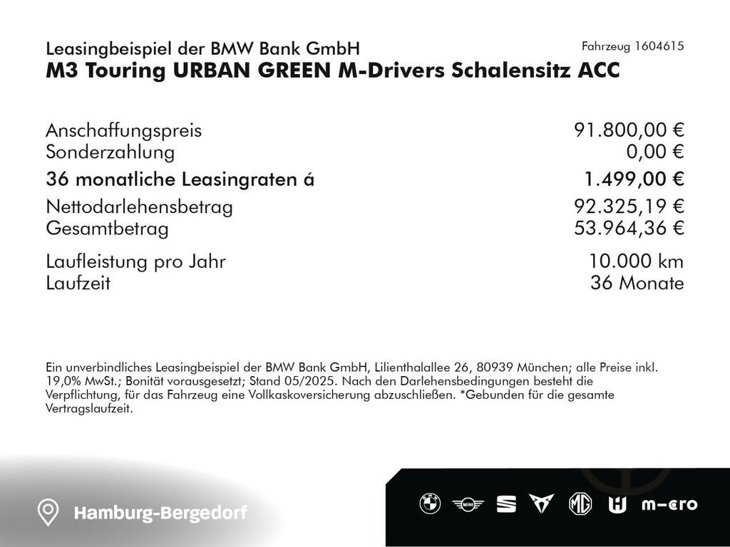 BMW M3 Touring URBAN GREEN M-Drivers Schalensitz ACC