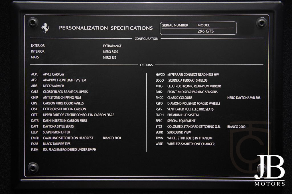 Ferrari 296 GTS Nero Daytona LIFT JBL CARBON SURROUND