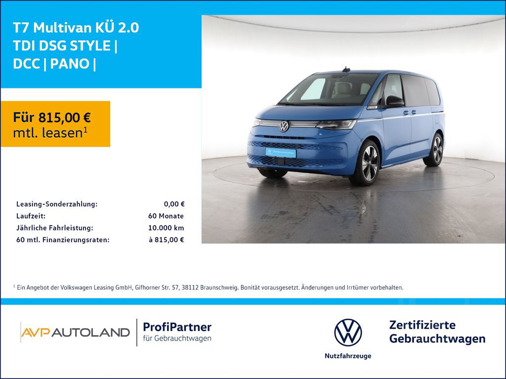 Volkswagen T7 Multivan KÜ 2.0 TDI DSG STYLE | DCC | PANO |
