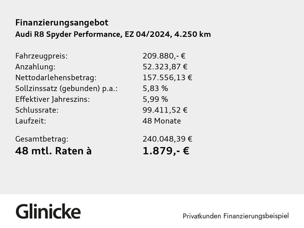 Audi R8 Spyder V10 performance qu. Keramik Carbon LM