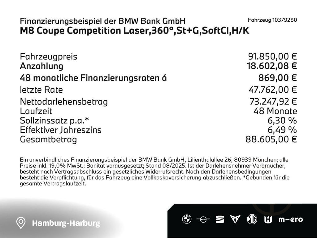 BMW M8 Coupe Competition Laser,360°,St+G,SoftCl,H/K