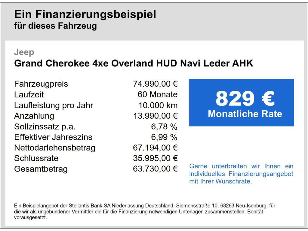 Jeep Grand Cherokee 4xe Overland HUD Navi Leder AHK