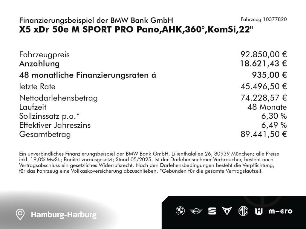 BMW X5 xDr 50e M SPORT PRO Pano,AHK,360°,KomSi,22"