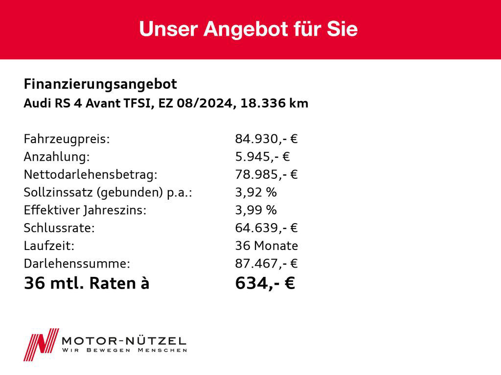 Audi RS4 Avant TFSI MATRIX+NAVI+HuD+B&O+ACC+PANO+20"