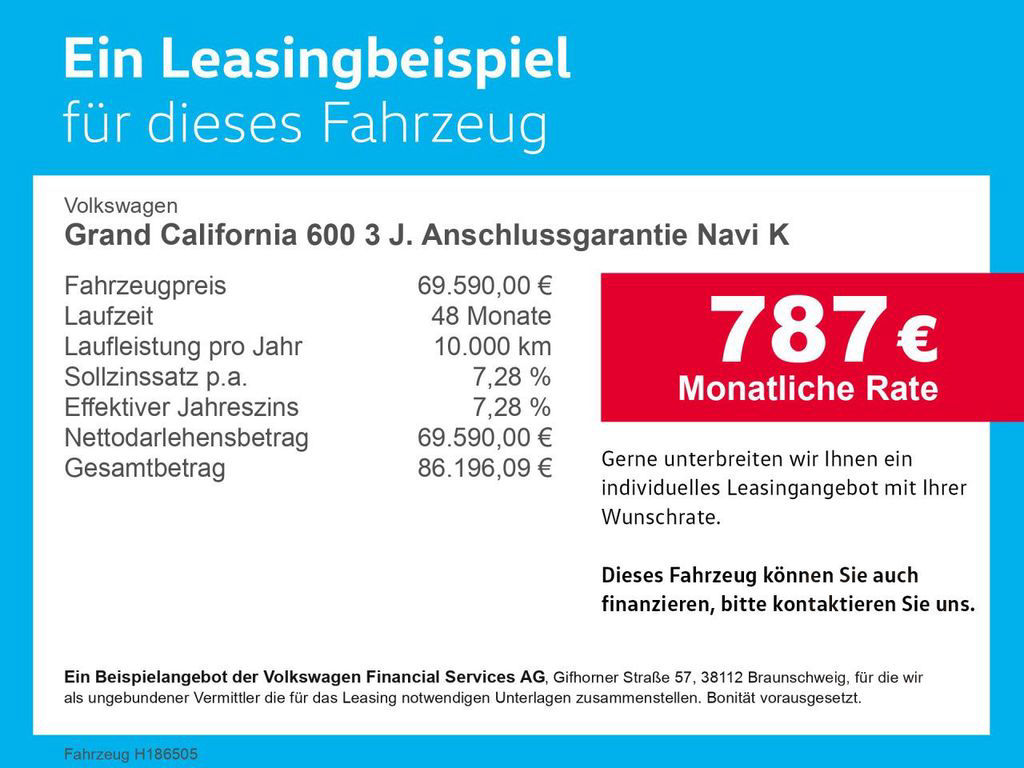 Volkswagen Grand California 600 3 J. Anschlussgarantie Navi