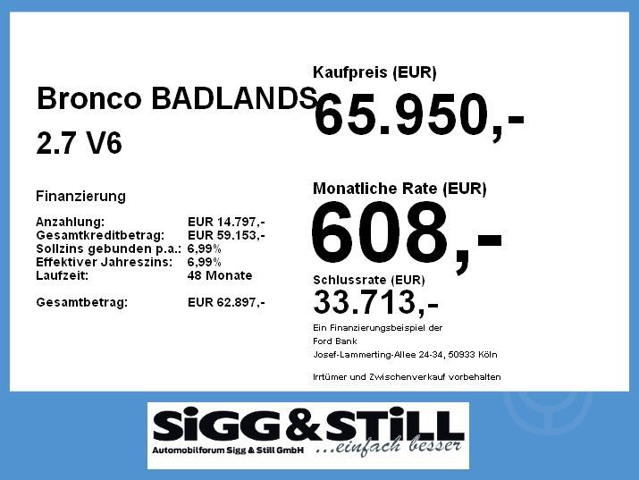Ford Bronco BADLANDS 2.7 V6 LED*NAVI*CAM*SHZ*PDC*B&O