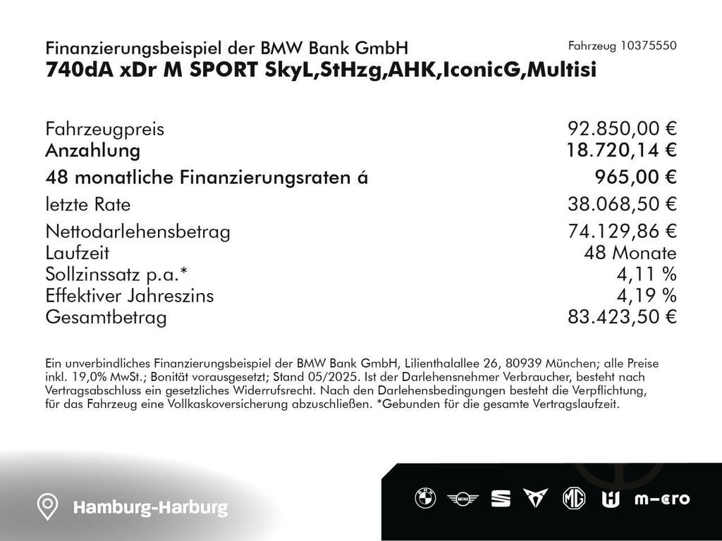 BMW 740dA xDr M SPORT SkyL,StHzg,AHK,IconicG,Multisi