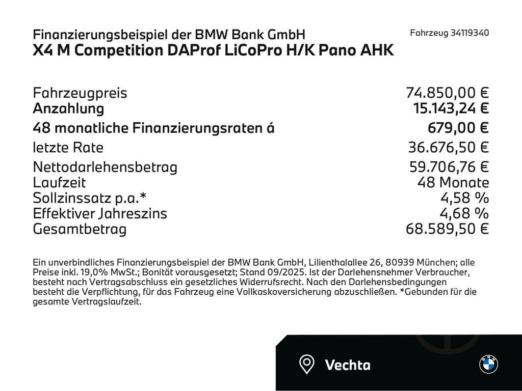 BMW X4 M Competition DAProf LiCoPro H/K Pano AHK HUD