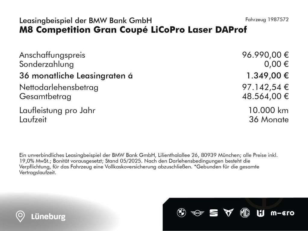 BMW M8 Competition Gran Coupé LiCoPro Laser DAProf
