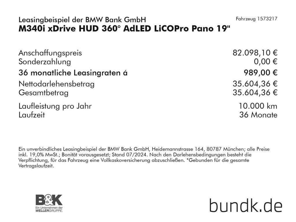 BMW M340i xDrive HUD 360° AdLED LiCOPro Pano 19''