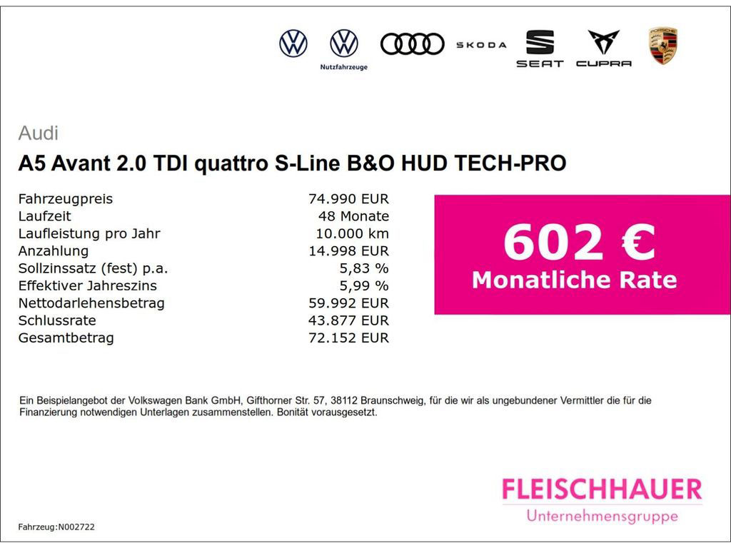 Audi A5 Avant 2.0 TDI quattro S-Line B&O HUD TECH-PRO