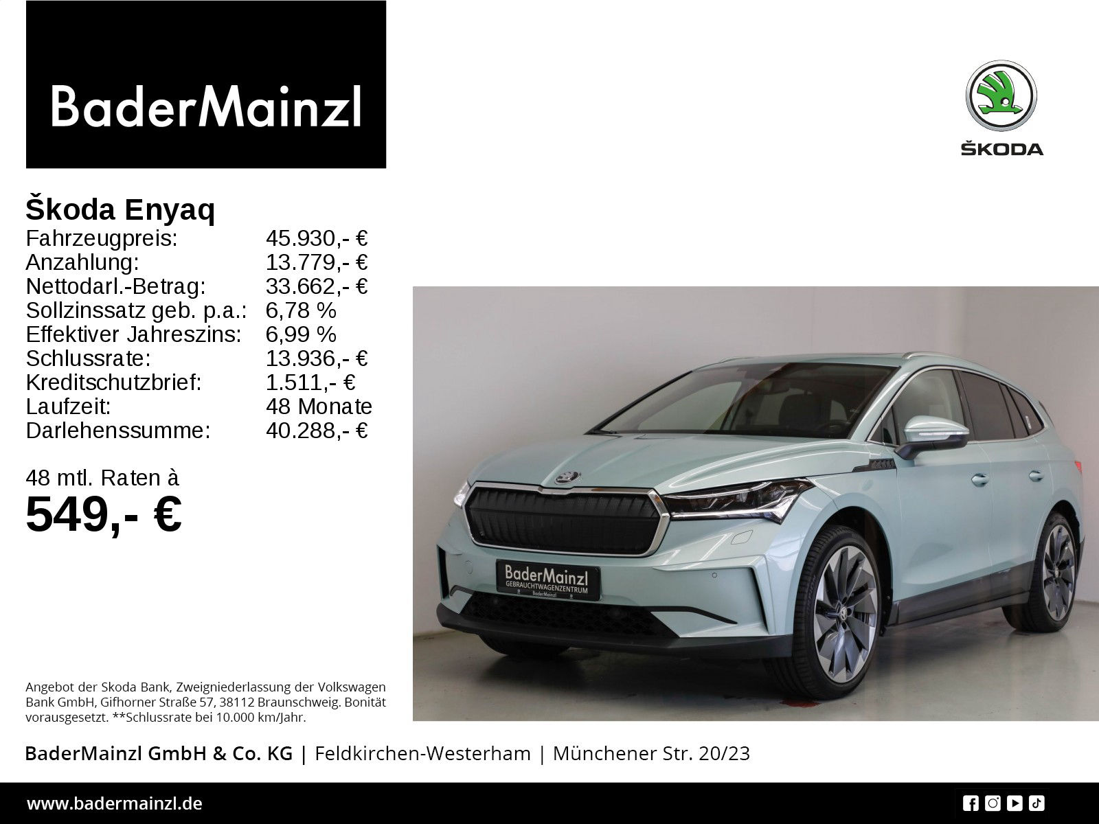 ŠKODA ENYAQ iV 80 Lounge Pano DCC 4xSHZ ACC HUD Matrix