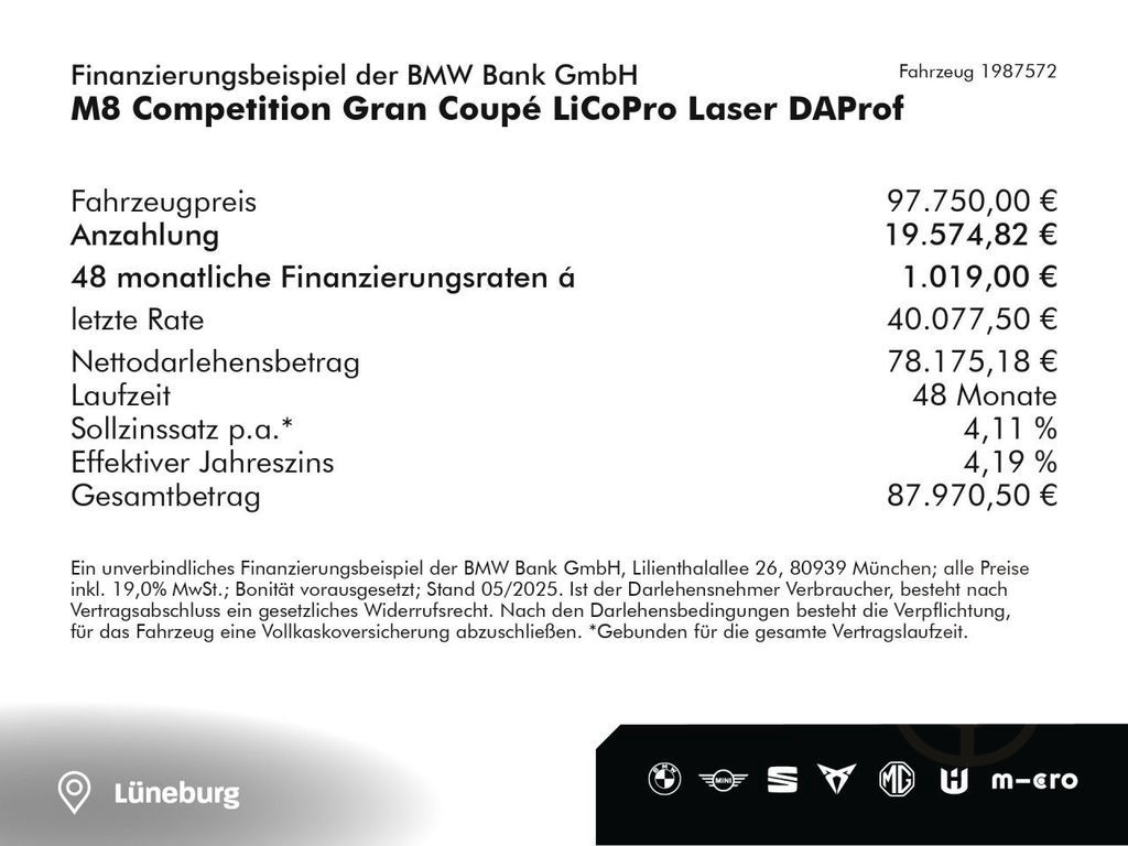 BMW M8 Competition Gran Coupé LiCoPro Laser DAProf