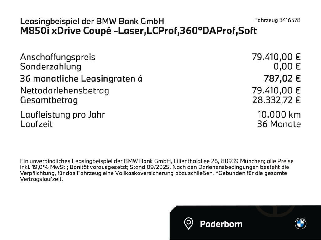 BMW M850i xDrive Coupé -Laser,LCProf,360°DAProf