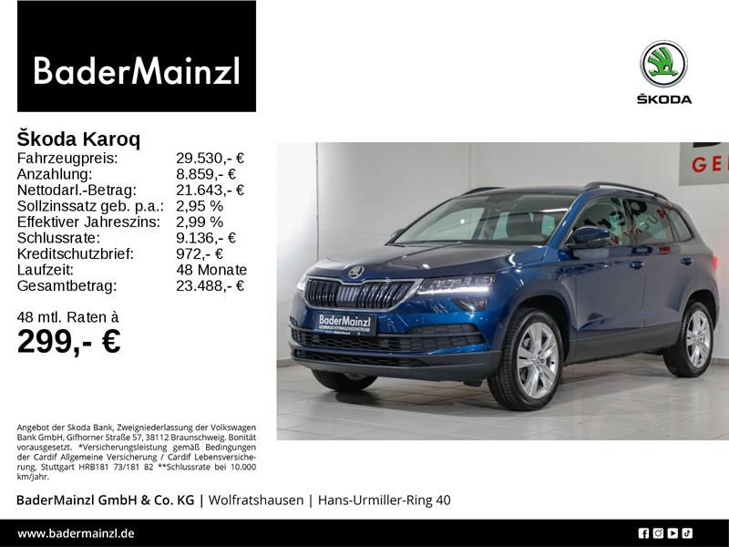 ŠKODA KAROQ 1.5 TSI Sunset LED Navi Frontassist SmLink