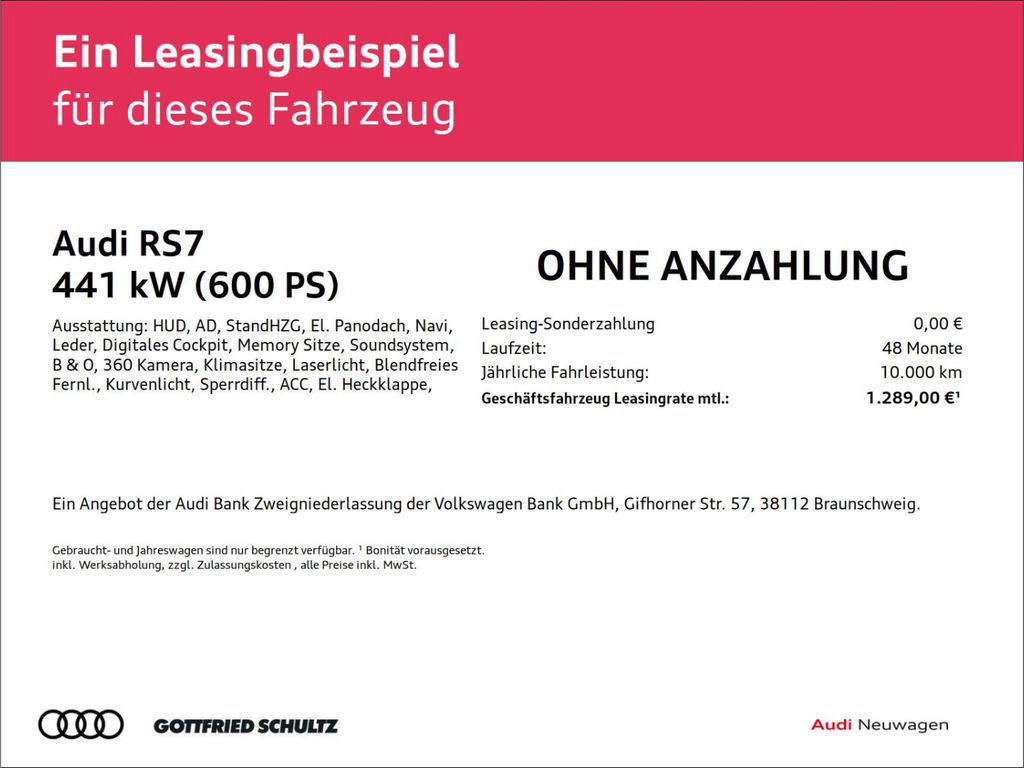 Audi RS7 Sportback 305 km/h StandHZG Panodach Navi Le
