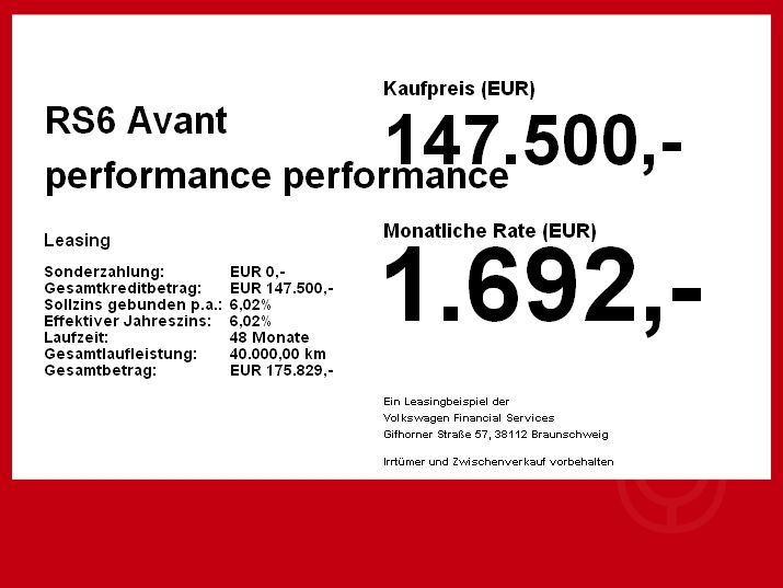 Audi RS6 Avant performance Dynamik+ MATRX Pano StHzg